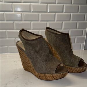 Stuart Weitzman Tan Wedge Sandals